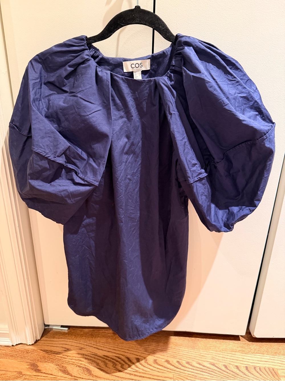 COS Deep Navy Puff-Sleeve Top